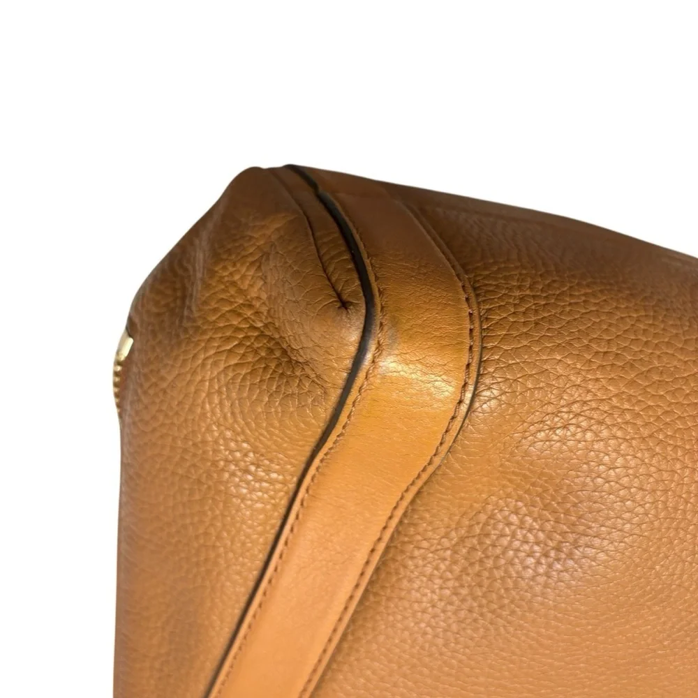 Michael kors brown leather expandable tote bag
